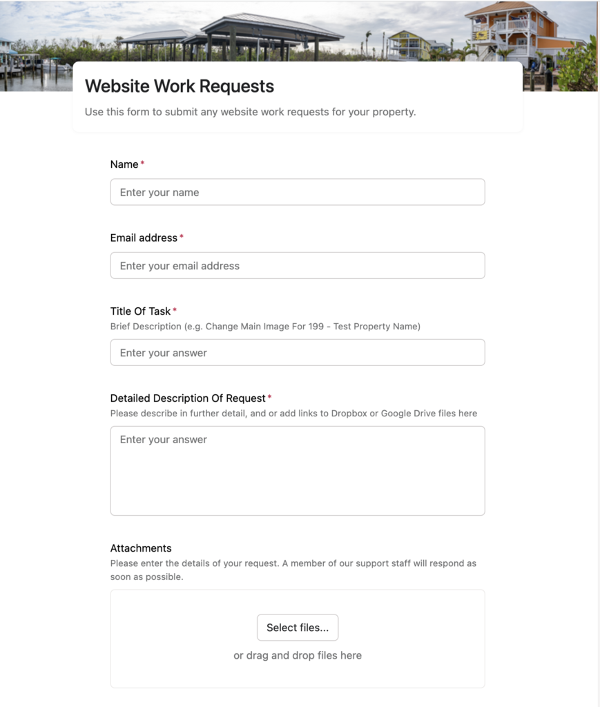 picture of an asana form where homeowners can fill out the website request